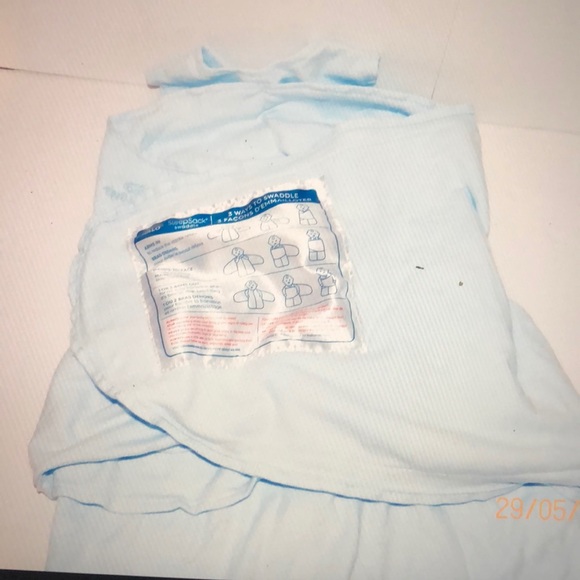 Set of 2 Swaddles 100% Cotton Baby Blue - Small - Picture 3 of 4